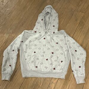 Champion repeating logo gray women’s hoodie